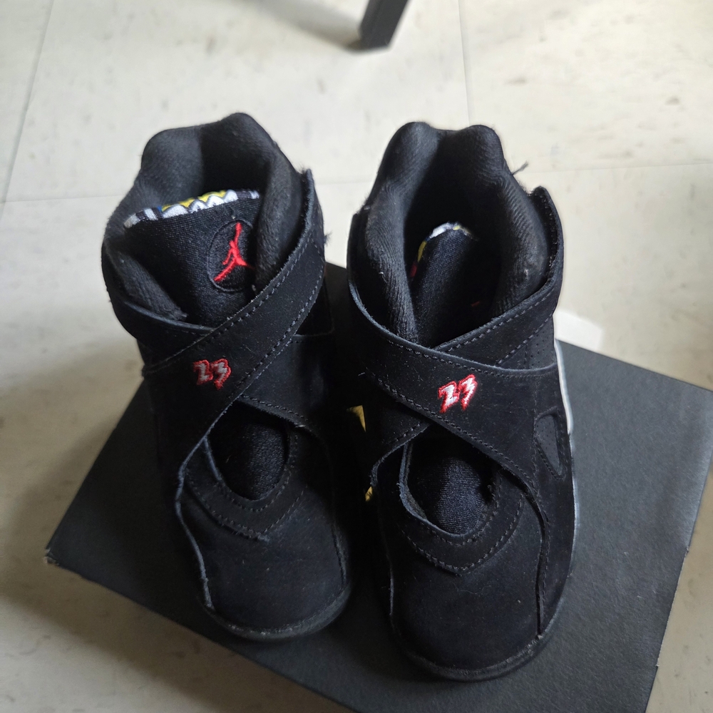 Jordan Kids Black Sneakers with Red Accents Size 9c